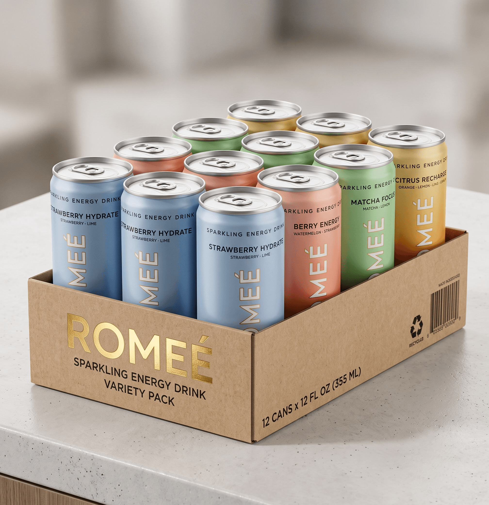 Romeé Variety Pack, all four flavors in one 12-can box